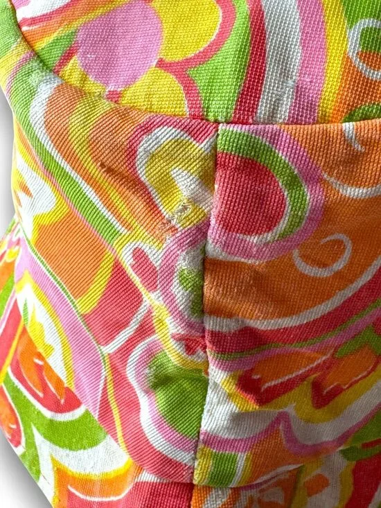 Vintage 1960s Sun Hatter of Florida Bucket Hat Psychedelic Paisley Mod Pink Oran - Picture 6 of 10